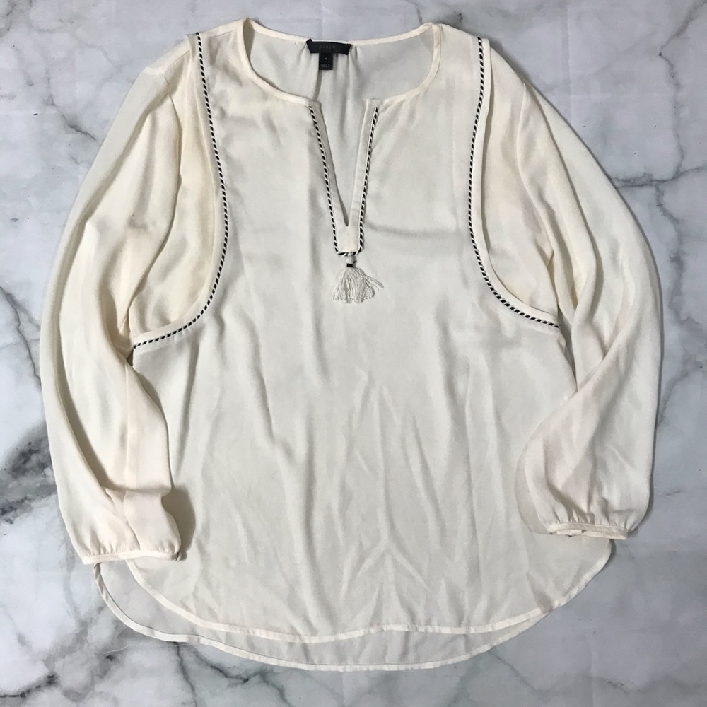 J Crew Blouse with Gorgeous Detail and Tassels - Picture 1 of 6